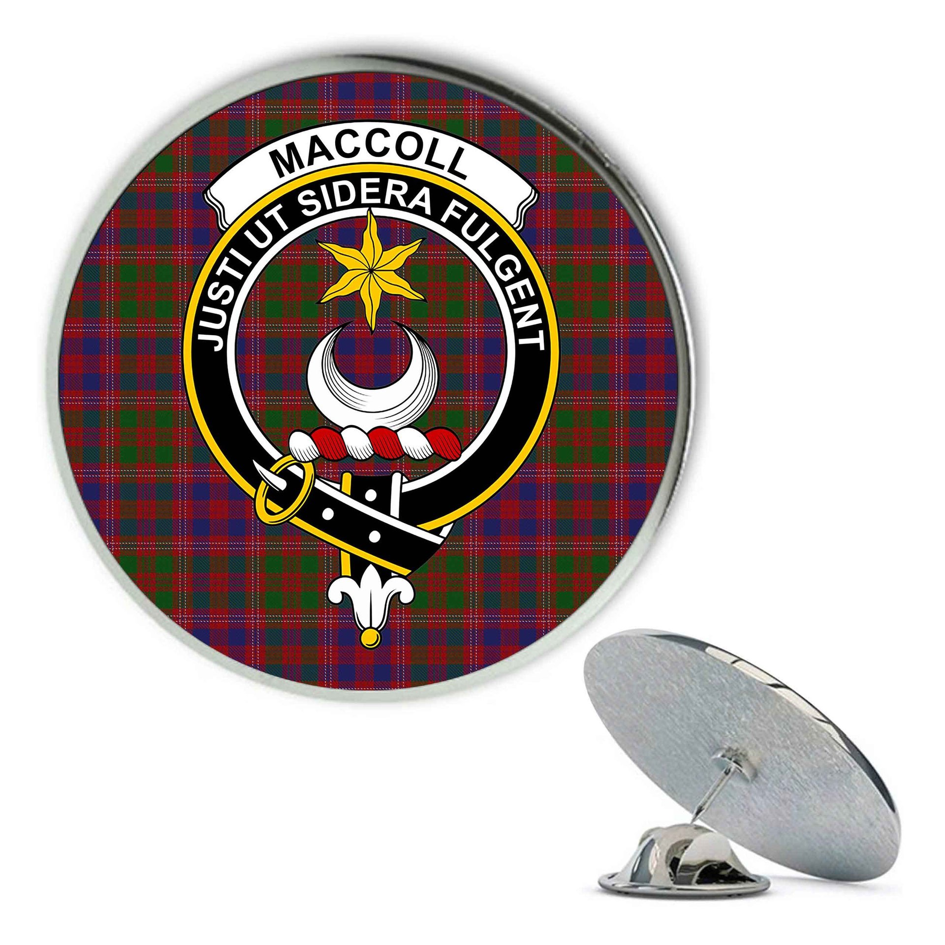 ScotsTee Shop Scottish MacColl Hunting Metal Tartan Lapel Pin Scottish Clan Crest Badge