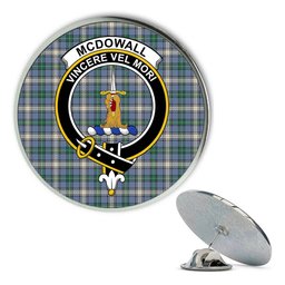 ScotsTee Shop Scottish McDowall Ancient Metal Tartan Lapel Pin Scottish Clan Crest Badge