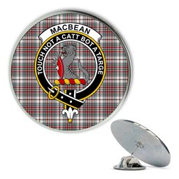 ScotsTee Shop Scottish MacBean Dress Modern Metal Tartan Lapel Pin Scottish Clan Crest Badge