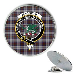 ScotsTee Shop Scottish MacBeth Dress Metal Tartan Lapel Pin Scottish Clan Crest Badge