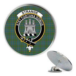 ScotsTee Shop Scottish Strange of Balkaskie Ancient Metal Tartan Lapel Pin Scottish Clan Crest Badge