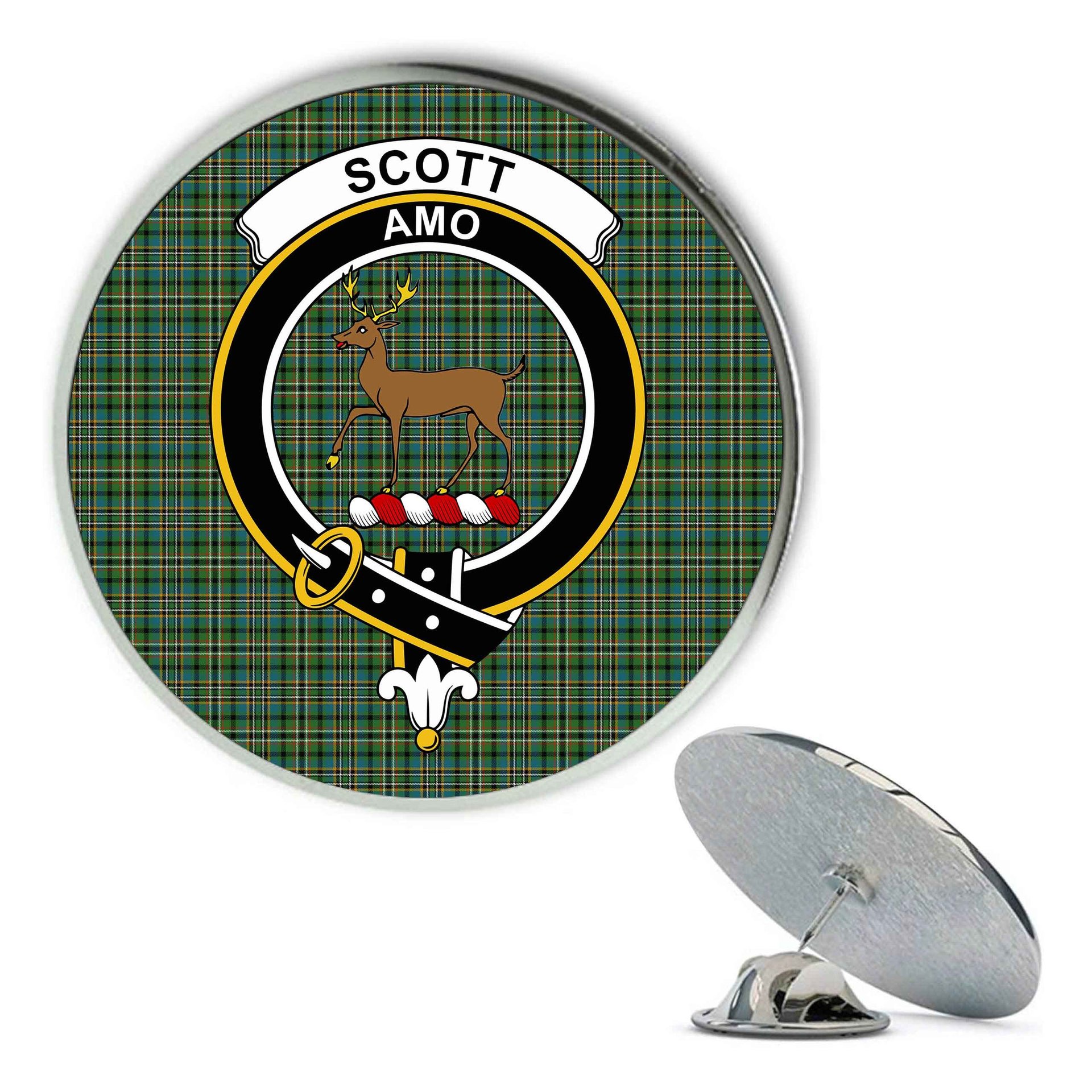 ScotsTee Shop Scottish Scott Green Ancient Metal Tartan Lapel Pin Scottish Clan Crest Badge