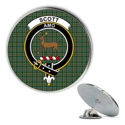 ScotsTee Shop Scottish Scott Green Ancient Metal Tartan Lapel Pin Scottish Clan Crest Badge