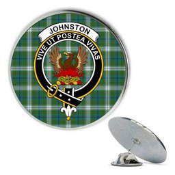 ScotsTee Shop Scottish Johnston Dress Ancient Metal Tartan Lapel Pin Scottish Clan Crest Badge
