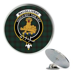 ScotsTee Shop Scottish MacGillivray Hunting Modern Metal Tartan Lapel Pin Scottish Clan Crest Badge