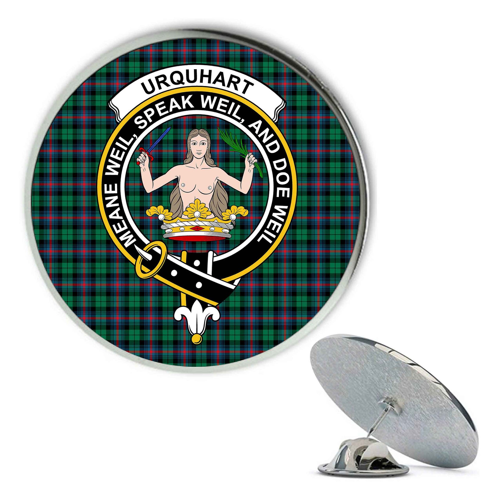 ScotsTee Shop Scottish Urquhart Broad Red Ancient Metal Tartan Lapel Pin Scottish Clan Crest Badge