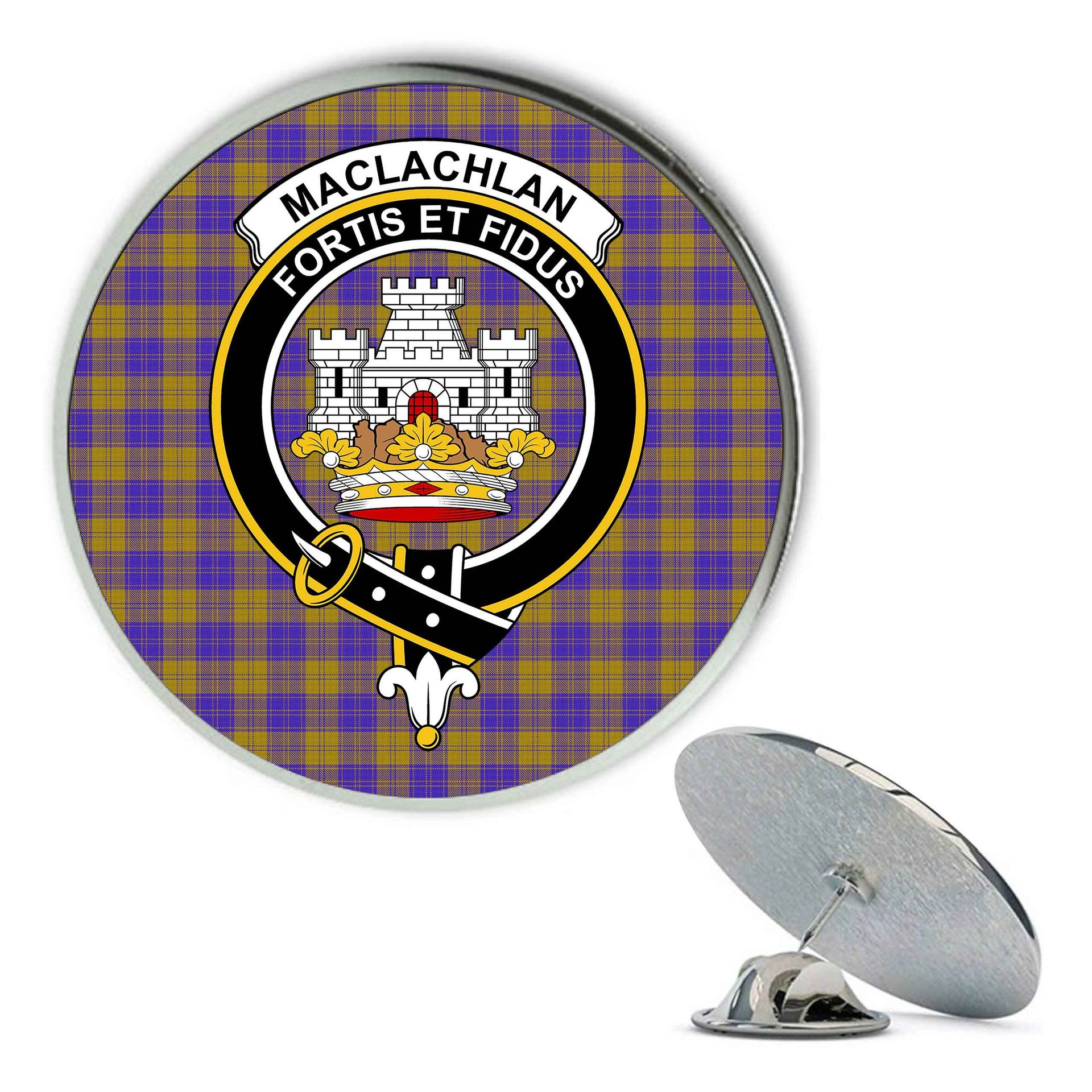ScotsTee Shop Scottish MacLachlan 5 Metal Tartan Lapel Pin Scottish Clan Crest Badge