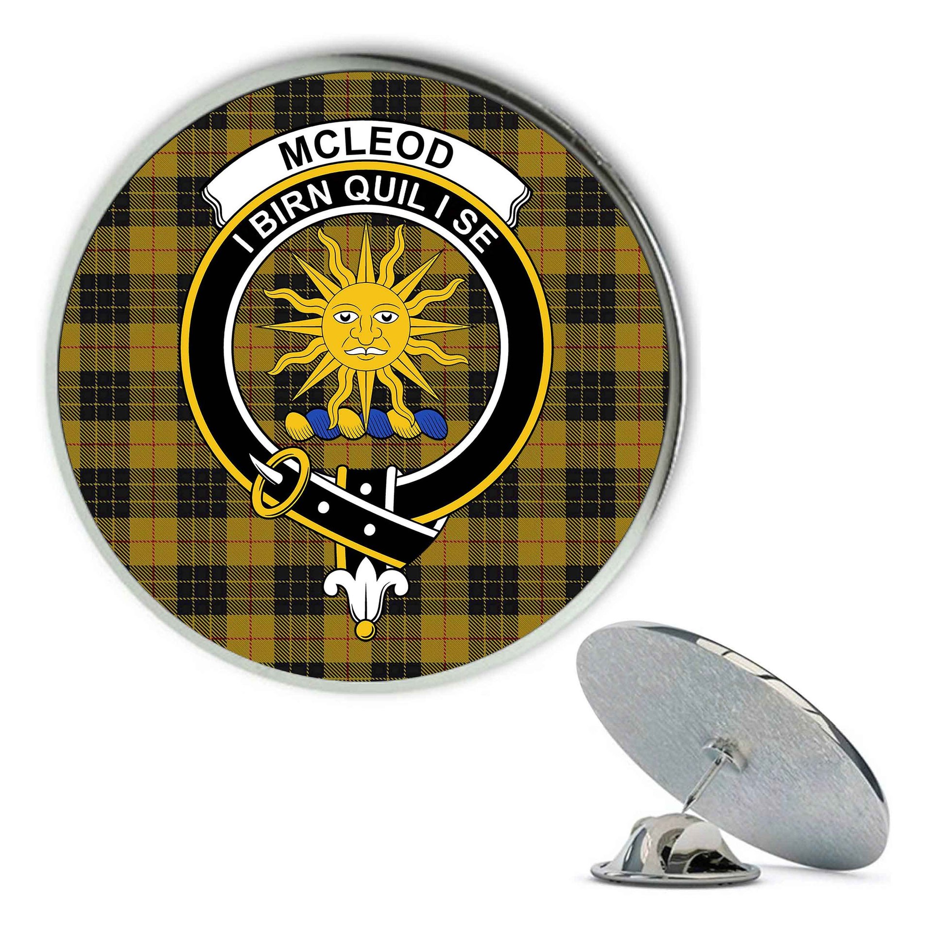 ScotsTee Shop Scottish McLeod of Lewis Ancient Metal Tartan Lapel Pin Scottish Clan Crest Badge