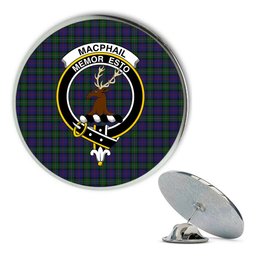 ScotsTee Shop Scottish MacPhail Hunting Metal Tartan Lapel Pin Scottish Clan Crest Badge