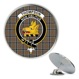 ScotsTee Shop Scottish Thompson Society Camel Metal Tartan Lapel Pin Scottish Clan Crest Badge