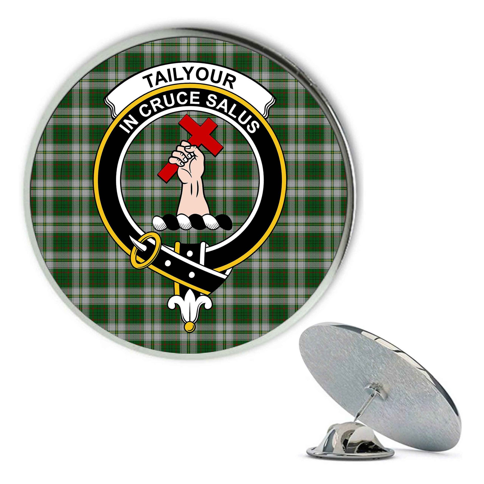 ScotsTee Shop Scottish Tailyour Dress Metal Tartan Lapel Pin Scottish Clan Crest Badge