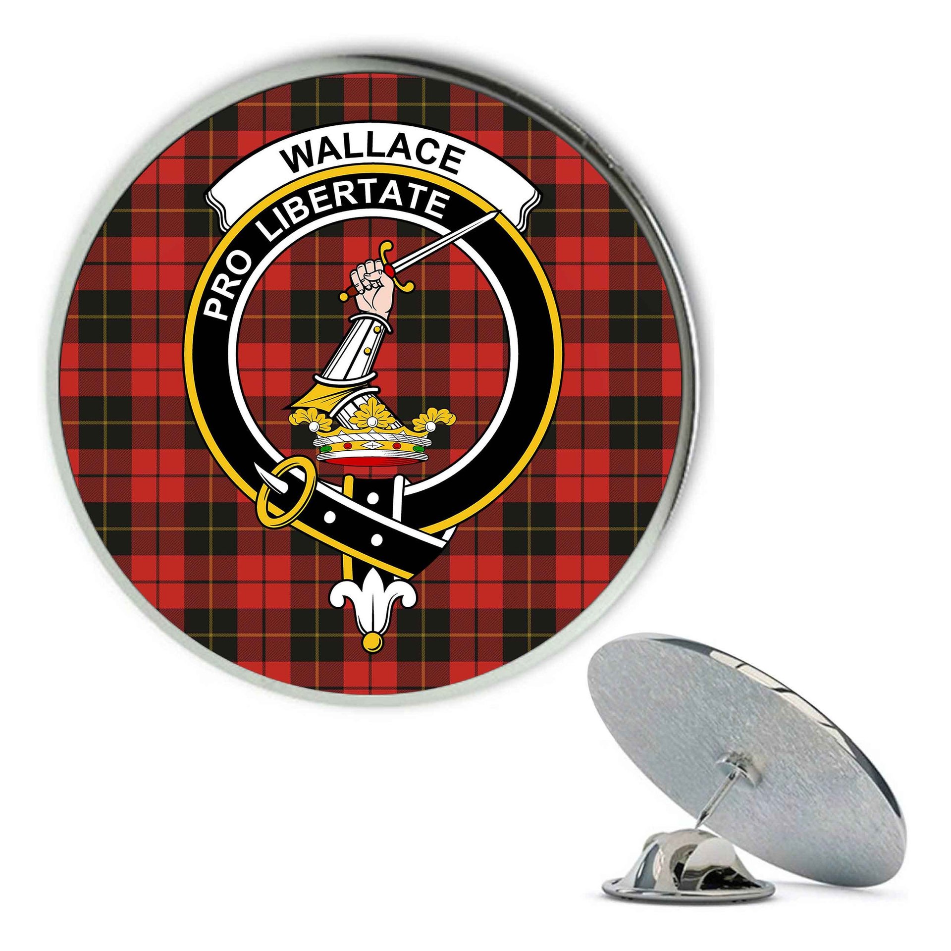 ScotsTee Shop Scottish Wallace Weathered Metal Tartan Lapel Pin Scottish Clan Crest Badge