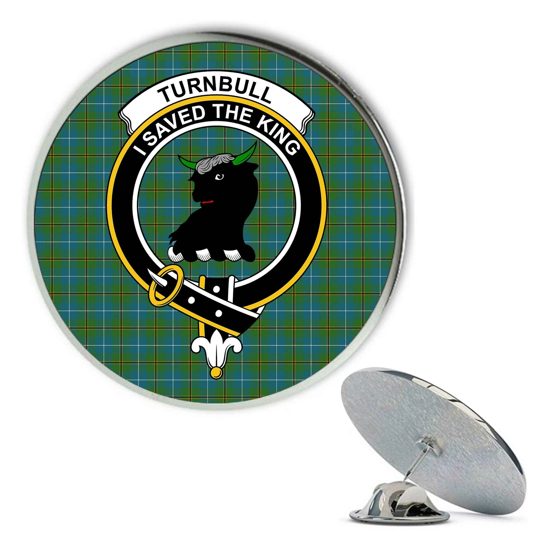 ScotsTee Shop Scottish Turnbull Hunting Ancient Clan Metal Tartan Lapel Pin Scottish Clan Crest Badge