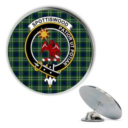 ScotsTee Shop Scottish Spottiswood Metal Tartan Lapel Pin Scottish Clan Crest Badge