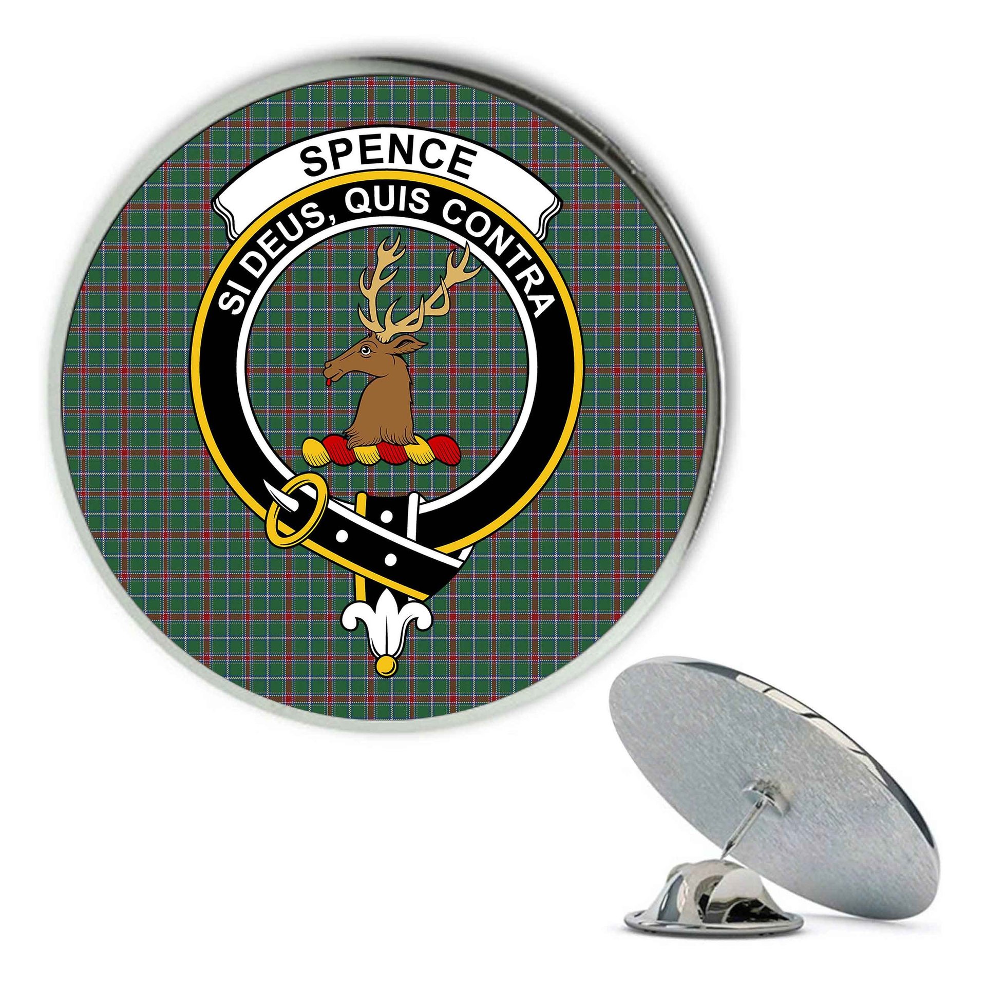 ScotsTee Shop Scottish Spence Fragment Modern Clan Metal Tartan Lapel Pin Scottish Clan Crest Badge