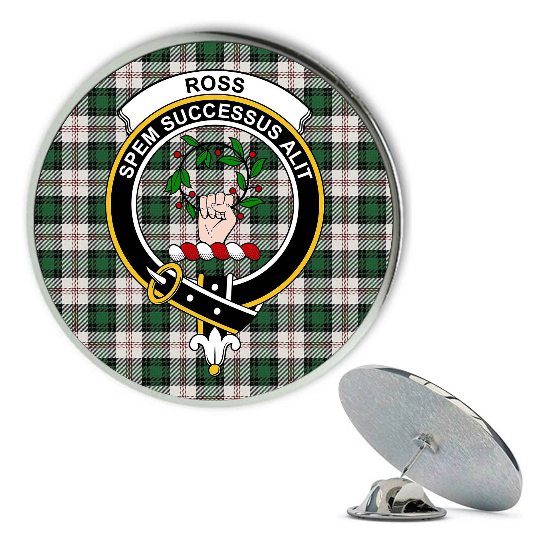 ScotsTee Shop Scottish Ross Arisaid Ancient Metal Tartan Lapel Pin Scottish Clan Crest Badge