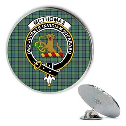 ScotsTee Shop Scottish McThomas Ancient Metal Tartan Lapel Pin Scottish Clan Crest Badge