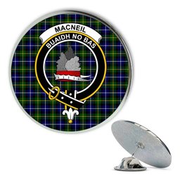 ScotsTee Shop Scottish MacNeill of Barra Modern Metal Tartan Lapel Pin Scottish Clan Crest Badge