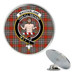 ScotsTee Shop Scottish MacFarlane Red Ancient Metal Tartan Lapel Pin Scottish Clan Crest Badge