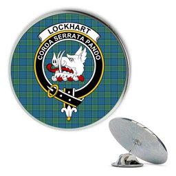 ScotsTee Shop Scottish Lockhart Ancient Metal Tartan Lapel Pin Scottish Clan Crest Badge