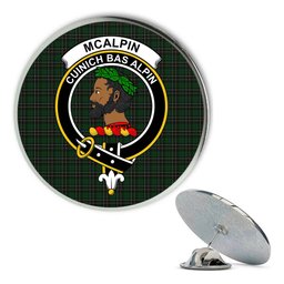 ScotsTee Shop Scottish McAlpin Metal Tartan Lapel Pin Scottish Clan Crest Badge
