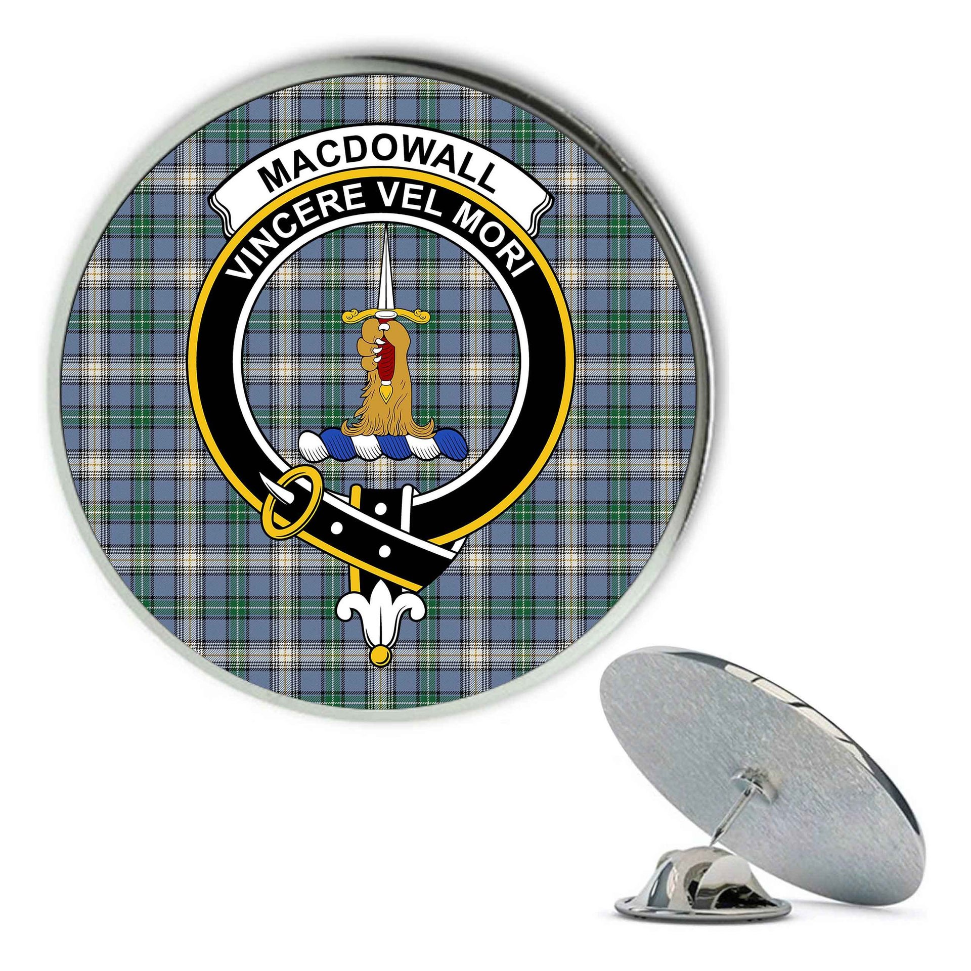 ScotsTee Shop Scottish MacDowall Ancient Metal Tartan Lapel Pin Scottish Clan Crest Badge