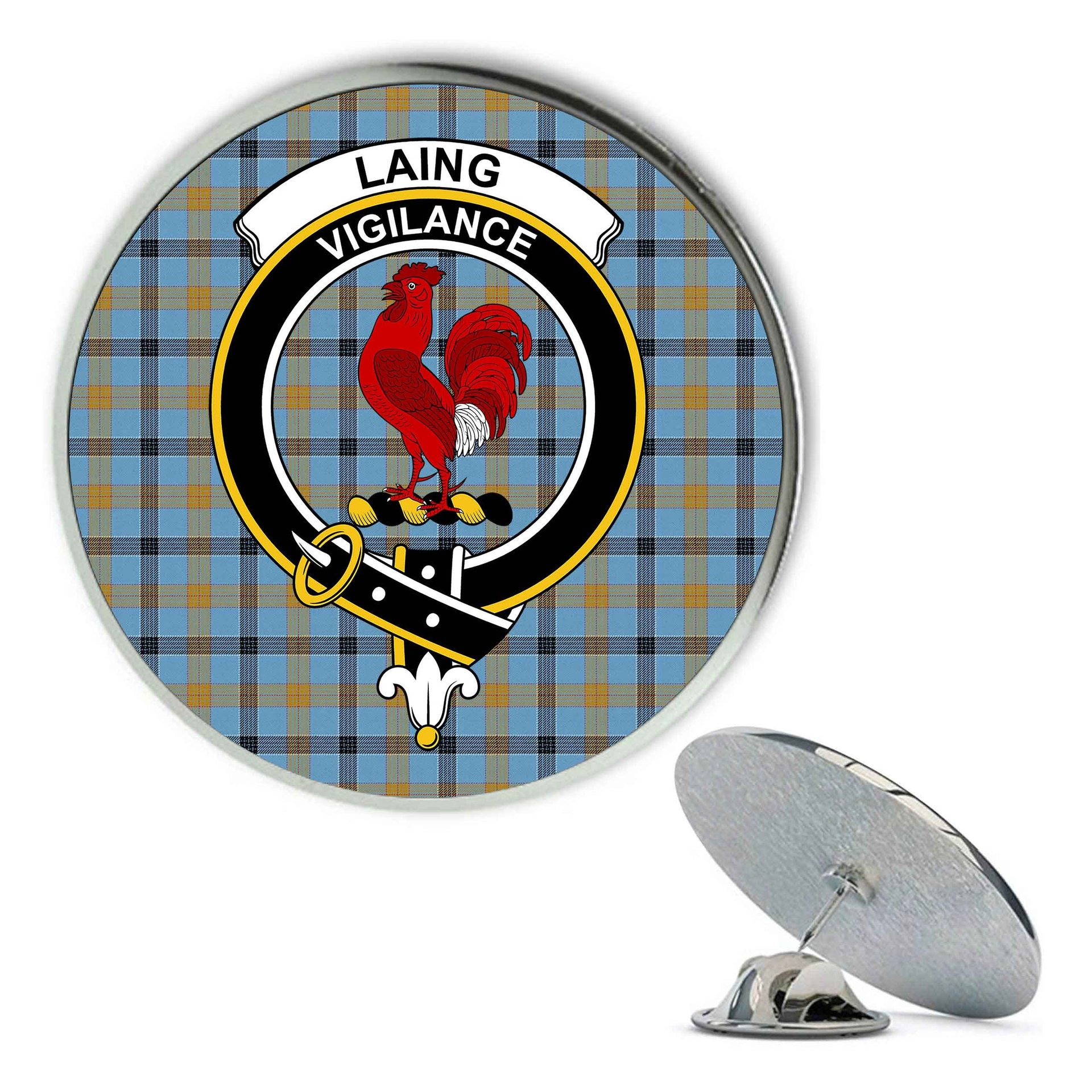 ScotsTee Shop Scottish Laing Ancient Metal Tartan Lapel Pin Scottish Clan Crest Badge