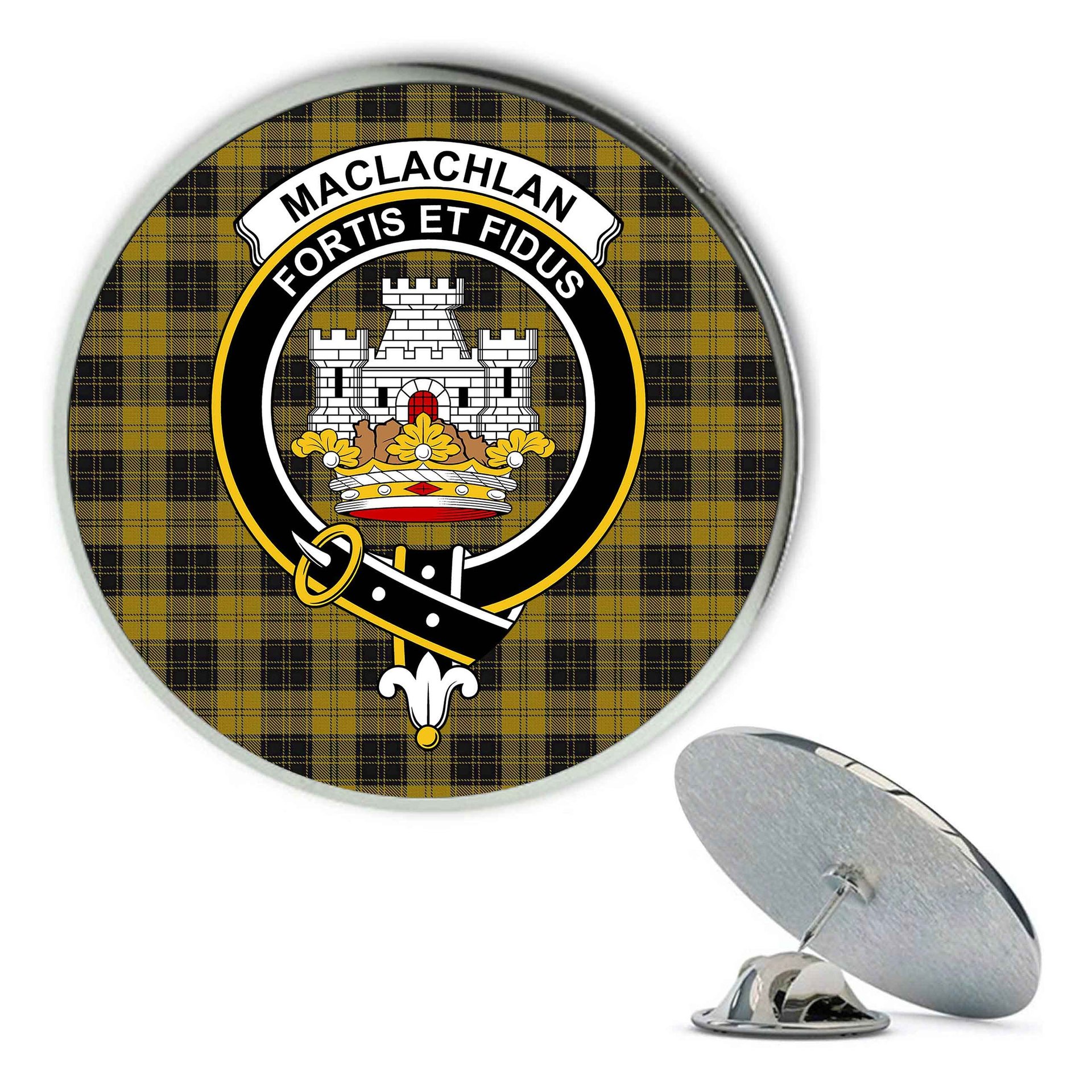 ScotsTee Shop Scottish MacLachlan 4 Metal Tartan Lapel Pin Scottish Clan Crest Badge