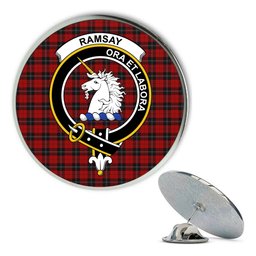 ScotsTee Shop Scottish Ramsay Metal Tartan Lapel Pin Scottish Clan Crest Badge