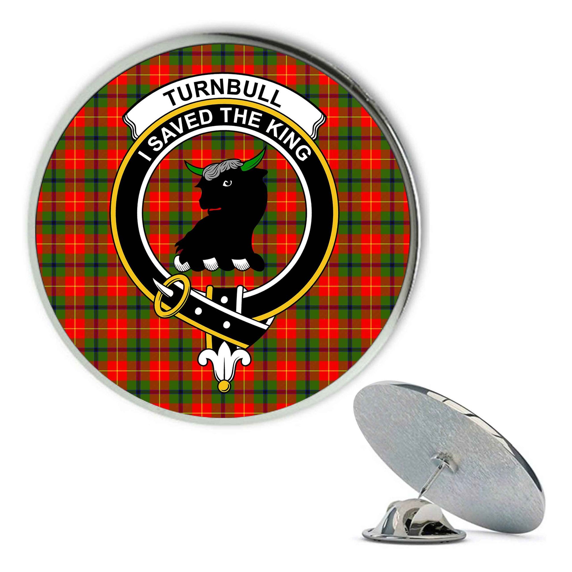 ScotsTee Shop Scottish Turnbull SC Metal Tartan Lapel Pin Scottish Clan Crest Badge