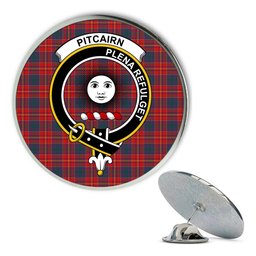 ScotsTee Shop Scottish Pitcairn Heritage Modern Metal Tartan Lapel Pin Scottish Clan Crest Badge