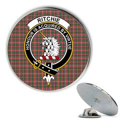 ScotsTee Shop Scottish Ritchie Ancient Clan Metal Tartan Lapel Pin Scottish Clan Crest Badge