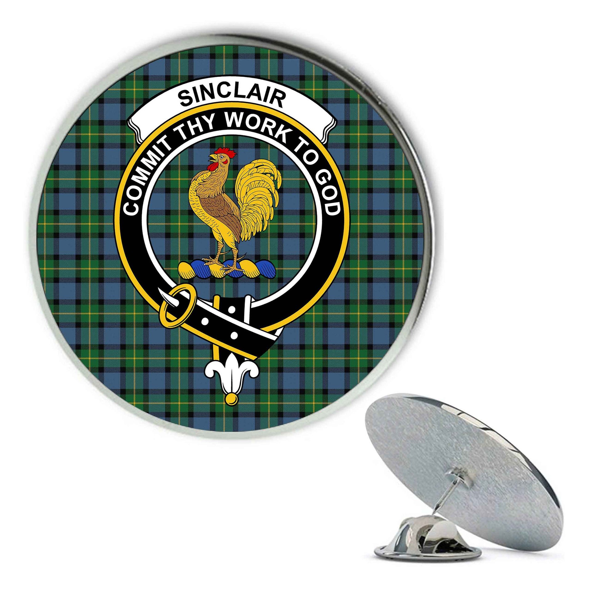 ScotsTee Shop Scottish Sinclair of Ulster Ancient Metal Tartan Lapel Pin Scottish Clan Crest Badge