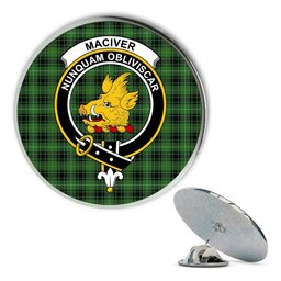 ScotsTee Shop Scottish MacIver Hunting Ancient Metal Tartan Lapel Pin Scottish Clan Crest Badge
