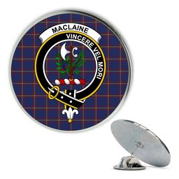 ScotsTee Shop Scottish MacLaine of Lochbuie Metal Tartan Lapel Pin Scottish Clan Crest Badge