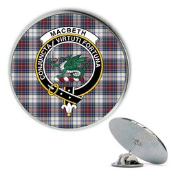ScotsTee Shop Scottish MacBeth Dress Modern Metal Tartan Lapel Pin Scottish Clan Crest Badge
