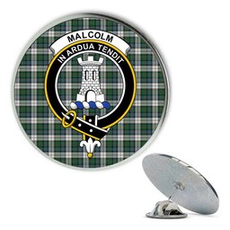 ScotsTee Shop Scottish Malcolm Dress Ancient Metal Tartan Lapel Pin Scottish Clan Crest Badge