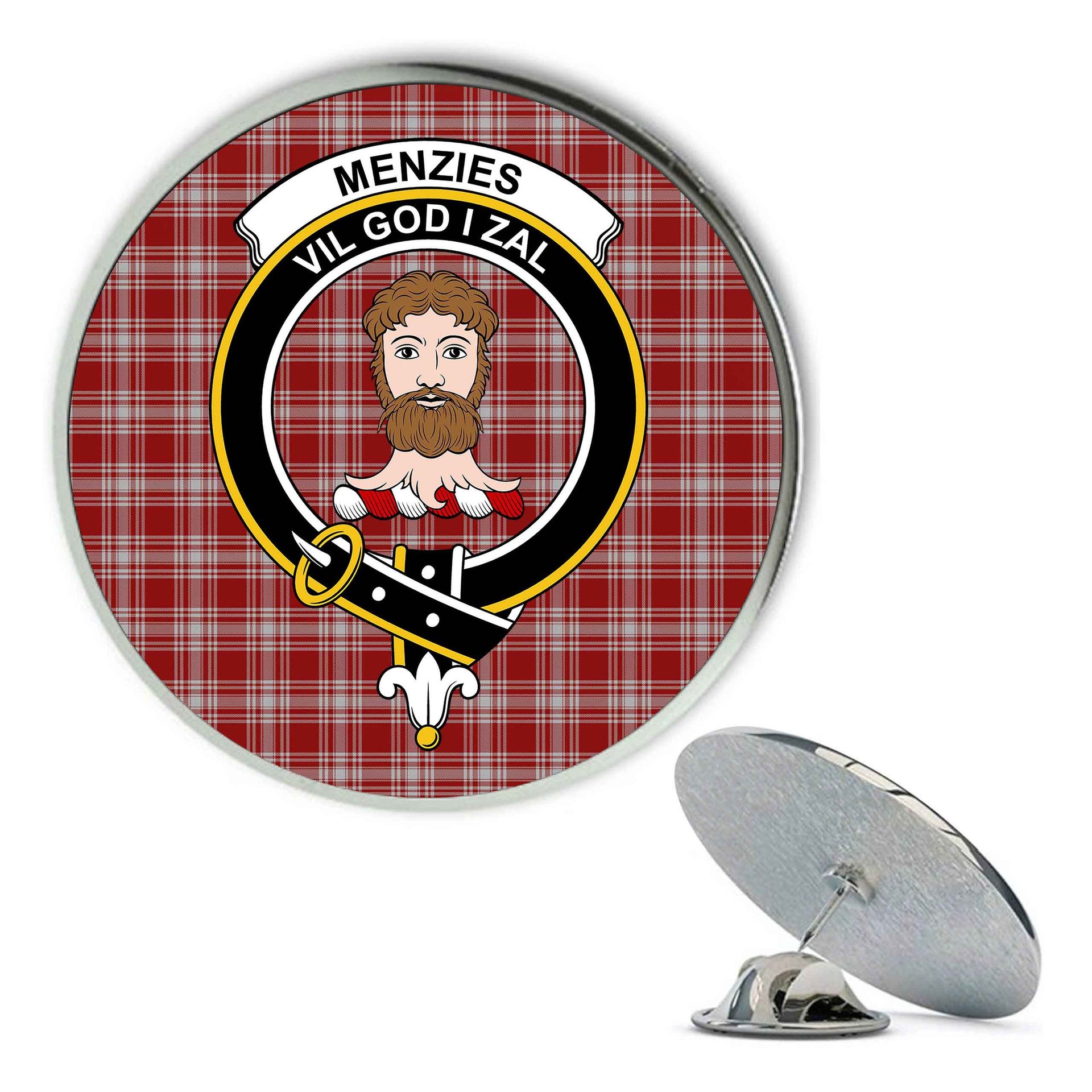 ScotsTee Shop Scottish Menzies 1815 Metal Tartan Lapel Pin Scottish Clan Crest Badge