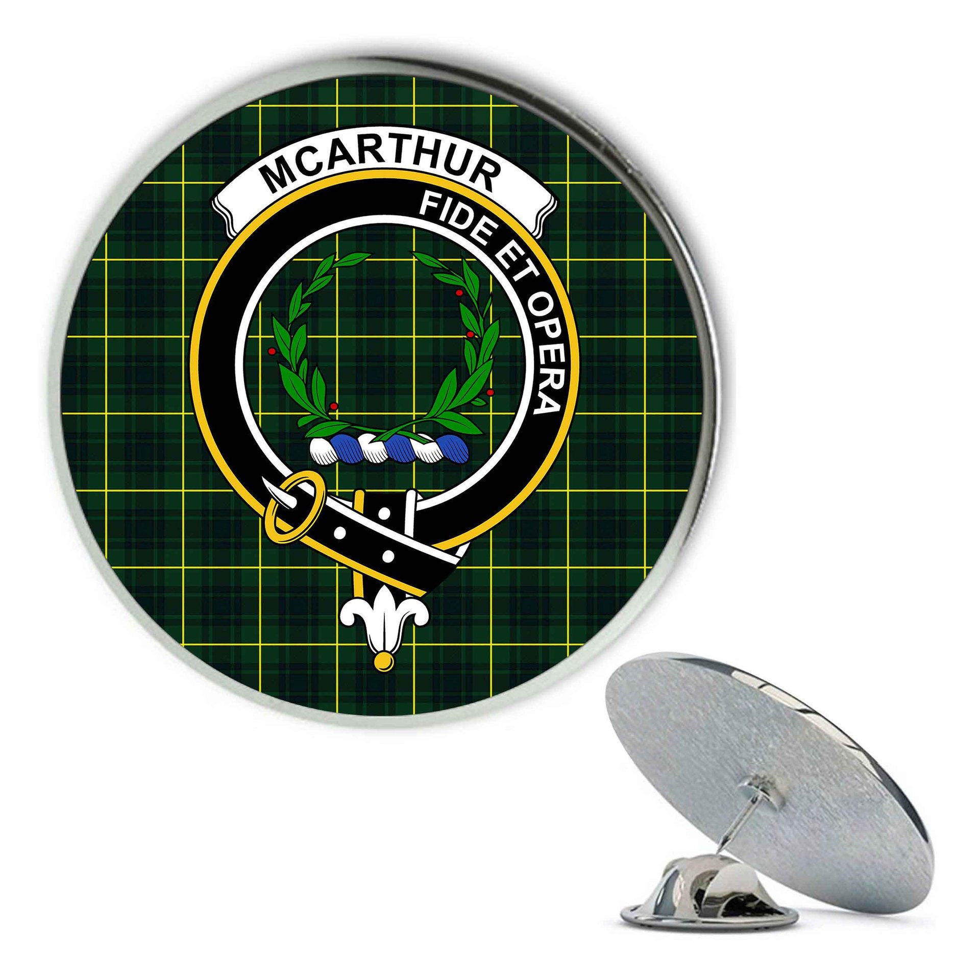 ScotsTee Shop Scottish McArthur Modern Metal Tartan Lapel Pin Scottish Clan Crest Badge
