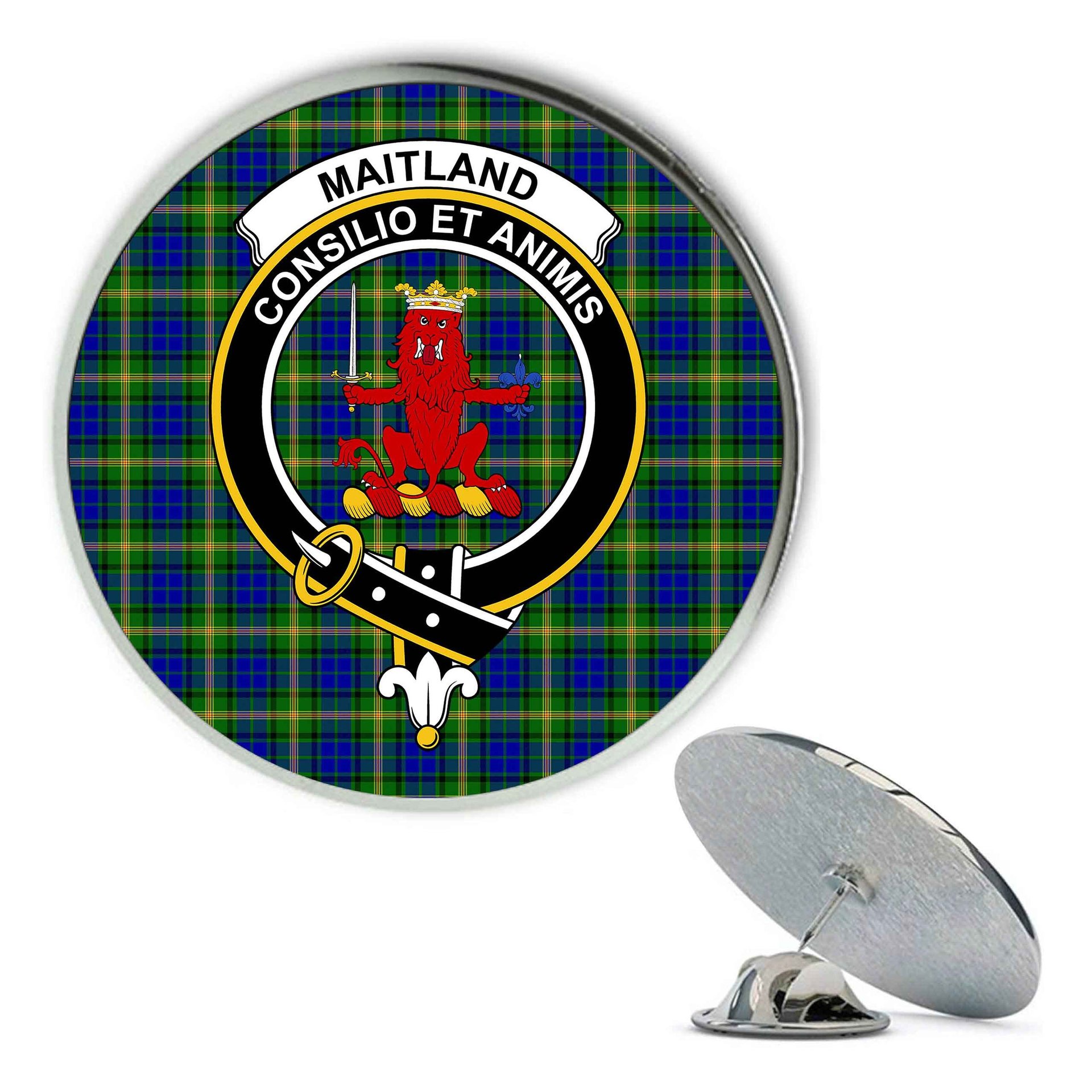 ScotsTee Shop Scottish Maitland SC Metal Tartan Lapel Pin Scottish Clan Crest Badge