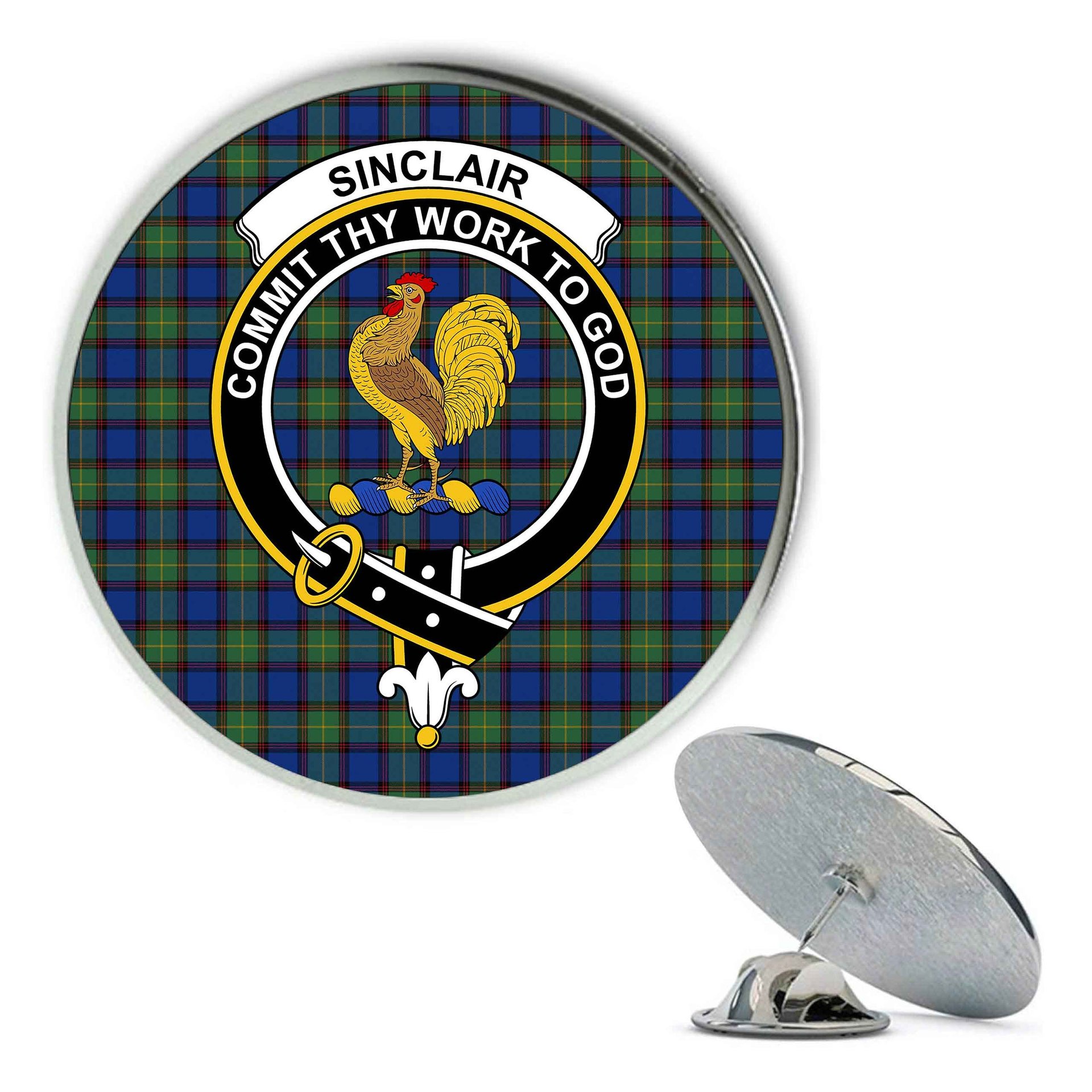 ScotsTee Shop Scottish Sinclair-Brown Modern Metal Tartan Lapel Pin Scottish Clan Crest Badge