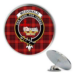 ScotsTee Shop Scottish McDonald of Ardnamurchan Modern Metal Tartan Lapel Pin Scottish Clan Crest Badge