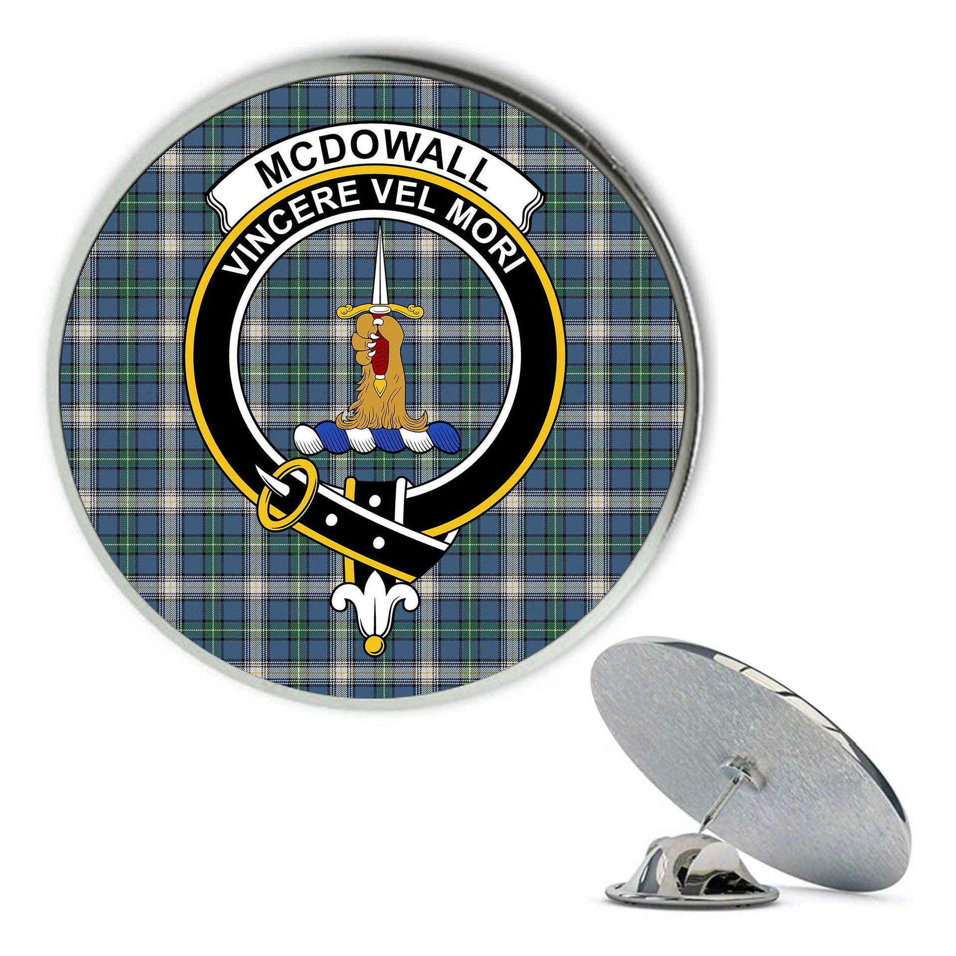 ScotsTee Shop Scottish McDowall Modern Metal Tartan Lapel Pin Scottish Clan Crest Badge