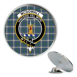 ScotsTee Shop Scottish McDowall Modern Metal Tartan Lapel Pin Scottish Clan Crest Badge