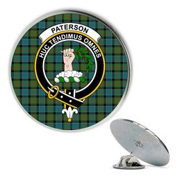 ScotsTee Shop Scottish Paterson Ancient Metal Tartan Lapel Pin Scottish Clan Crest Badge