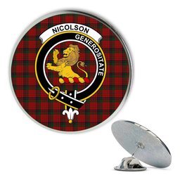 ScotsTee Shop Scottish Nicolson MacNicol Metal Tartan Lapel Pin Scottish Clan Crest Badge