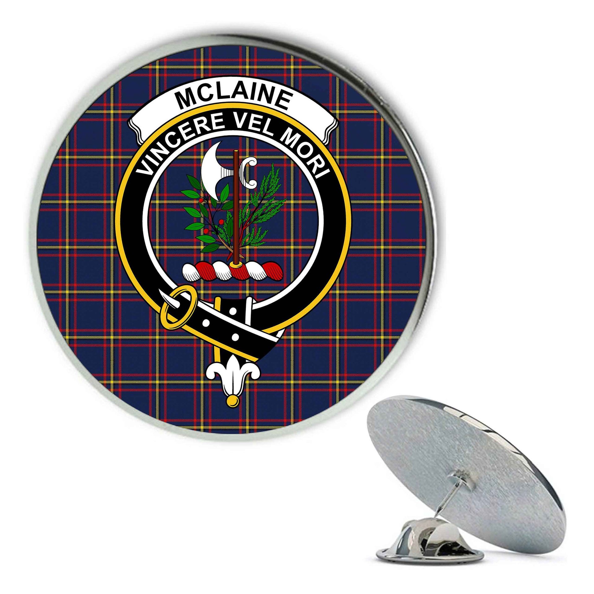 ScotsTee Shop Scottish McLaine of Lochbuie Hunting Modern Metal Tartan Lapel Pin Scottish Clan Crest Badge