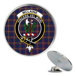 ScotsTee Shop Scottish McLaine of Lochbuie Hunting Modern Metal Tartan Lapel Pin Scottish Clan Crest Badge