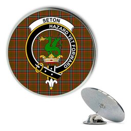 ScotsTee Shop Scottish Seton Hunting Modern Metal Tartan Lapel Pin Scottish Clan Crest Badge