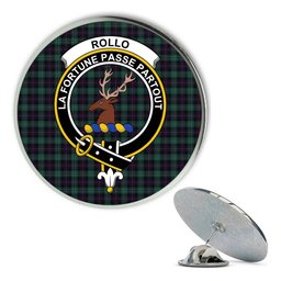 ScotsTee Shop Scottish Rollo Hunting Metal Tartan Lapel Pin Scottish Clan Crest Badge